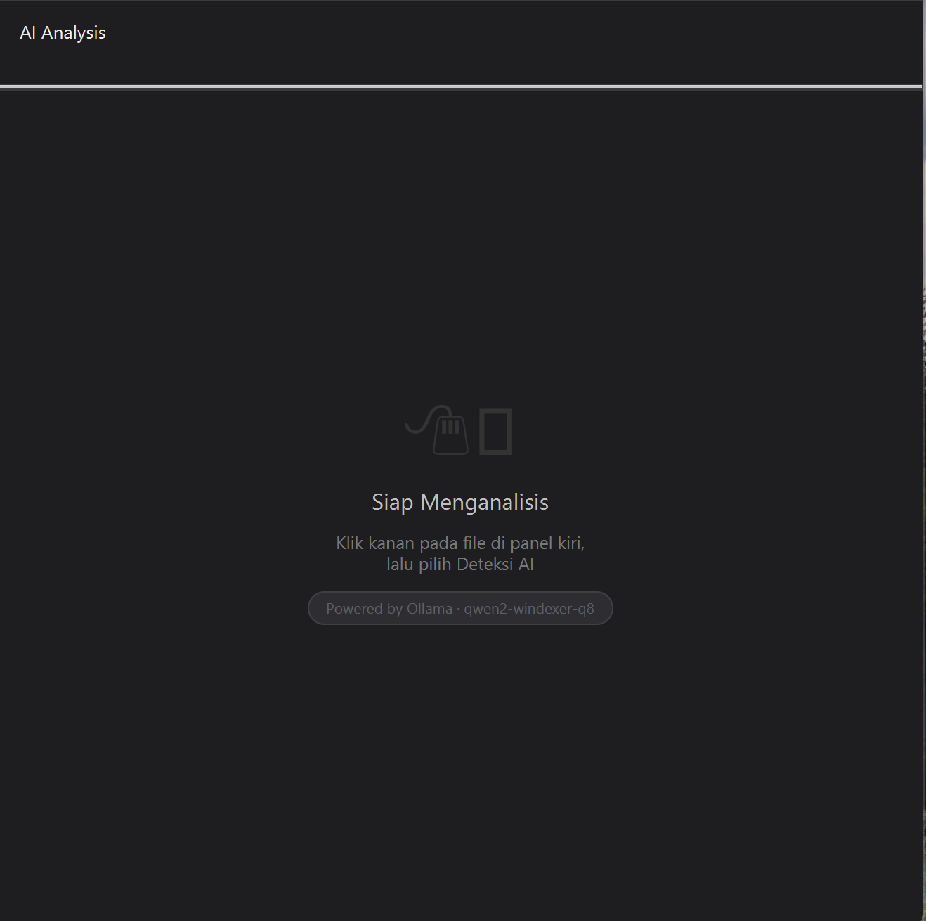 Tangkapan layar visual antarmuka dekonstruksi metadata AI Ollama Qwen2 Windexer